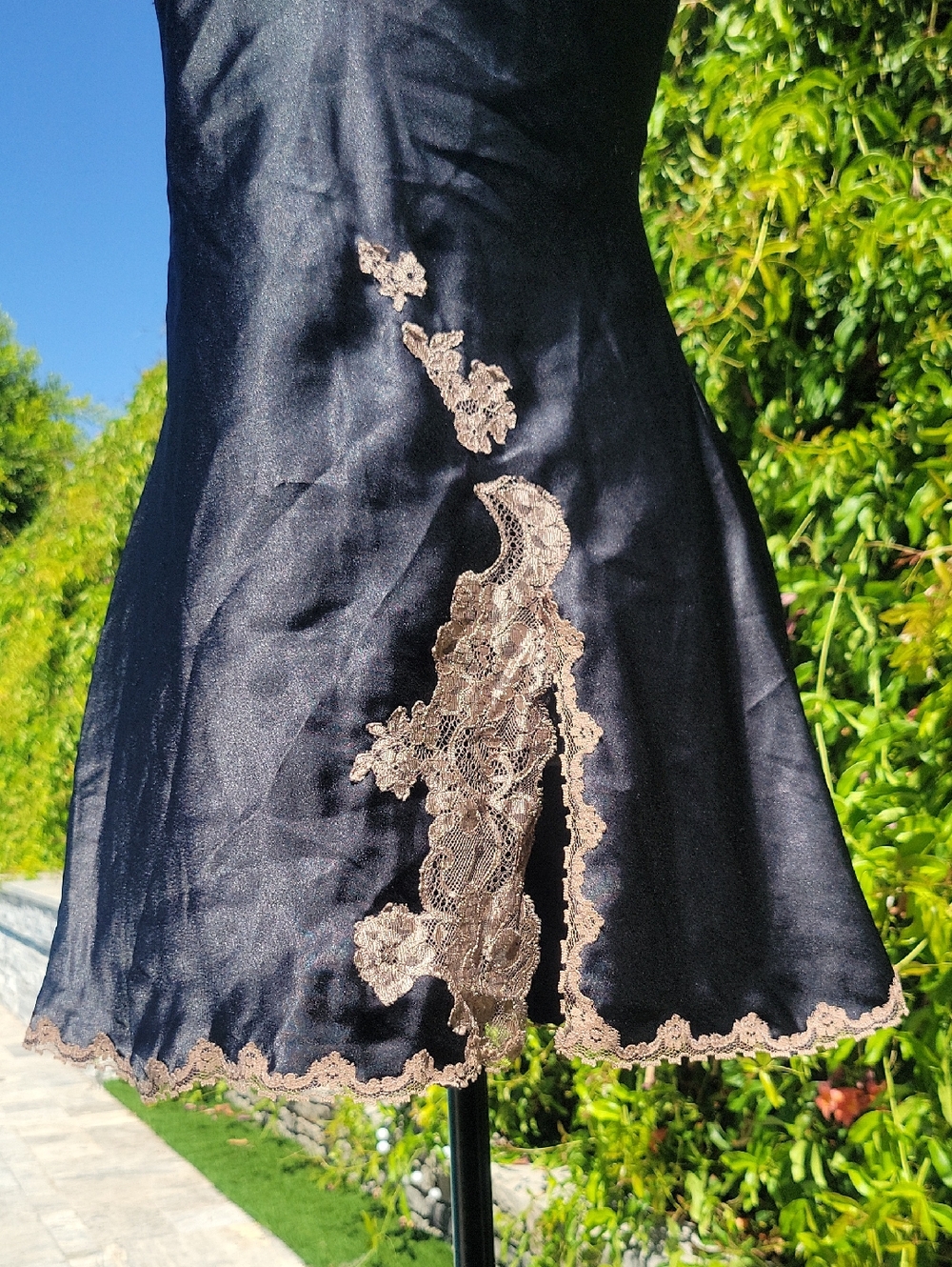 Victoria's Secret Black Slip Dress Lingerie With Lace Trim M - Picture 12 of 15